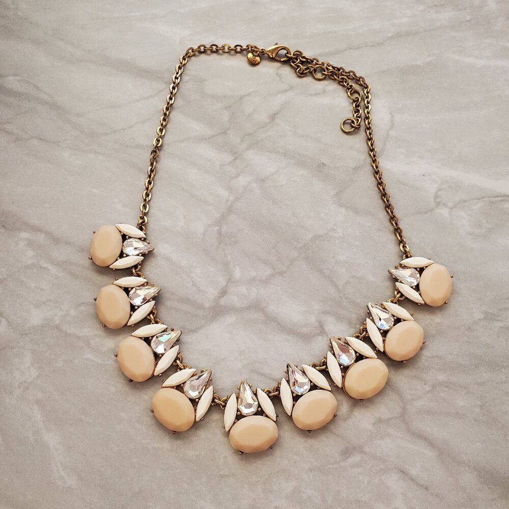 💕 J.Crew Blush Rhinestone Crystal Cluster Statement Necklace Bridal Wedding 💕